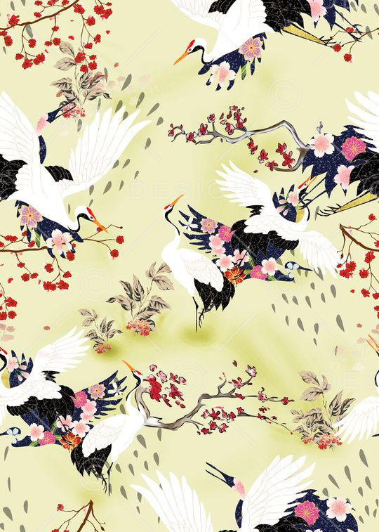 仙鹤印花华亿平台图片