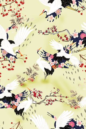 仙鹤印花华亿平台图片