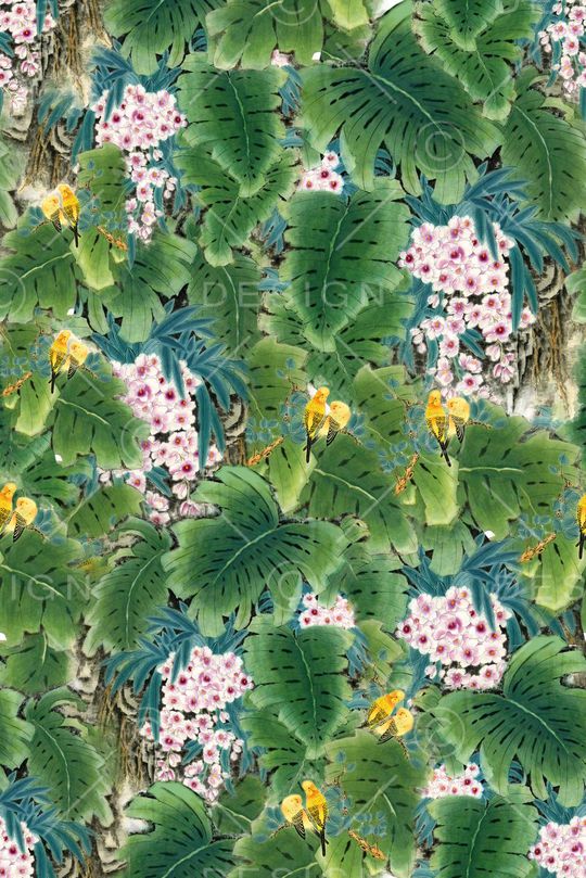 热带植物印花华亿平台图片