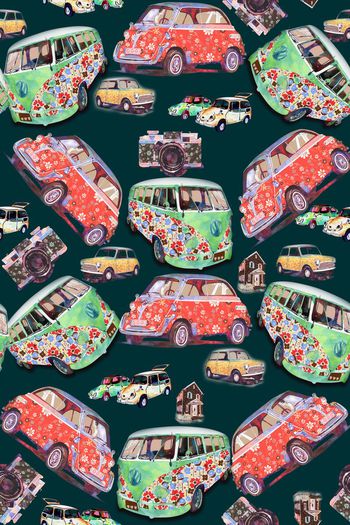 501680-水彩 手绘汽车 清新波普 趣味华亿平台