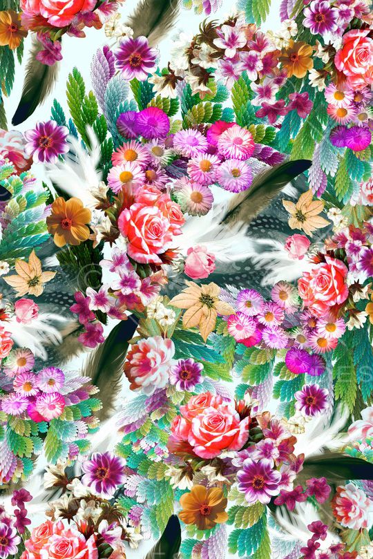 手绘多彩印花华亿平台图片