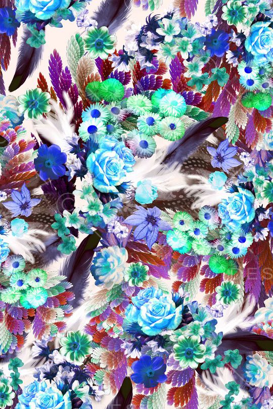 手绘多彩印花华亿平台图片