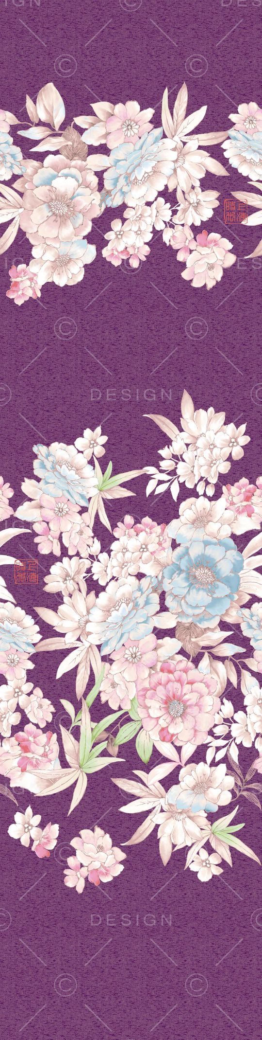 工笔花卉印花华亿平台图片