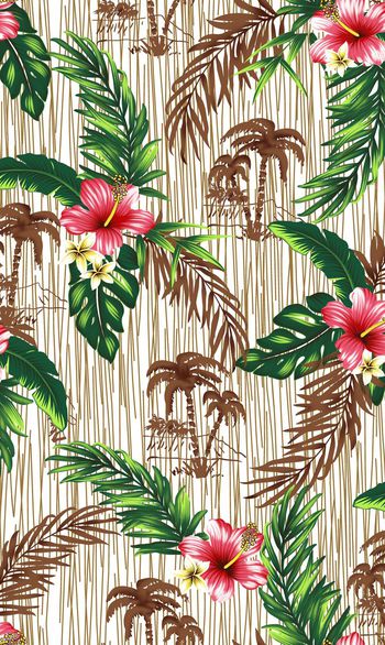 热带植物印花华亿平台图片