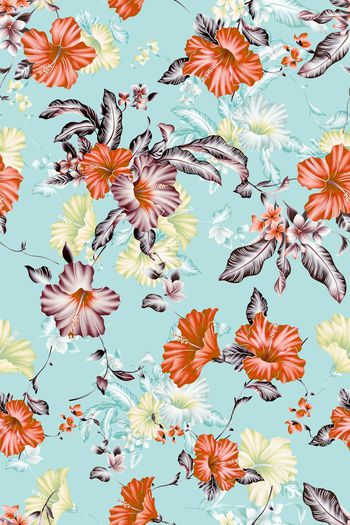 502238-时尚 休闲 花卉 满版 长裙 数码