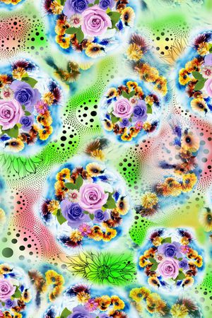 抽象 花卉  几何印花华亿平台图片