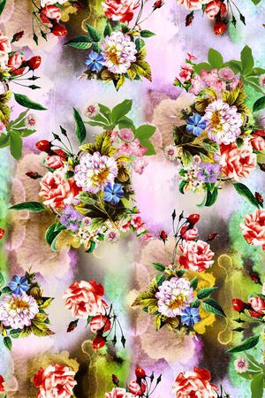 抽象 花卉  几何印花华亿平台图片