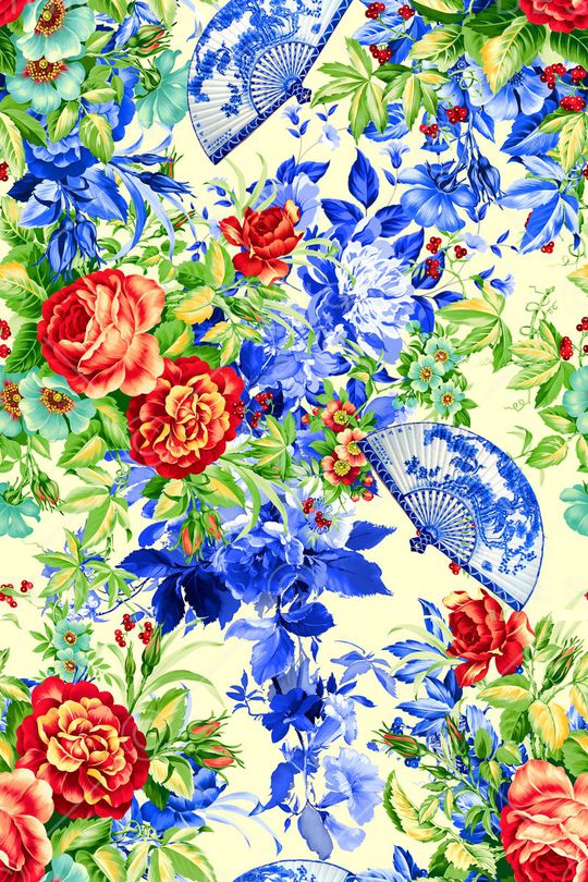 花卉组合印花华亿平台图片