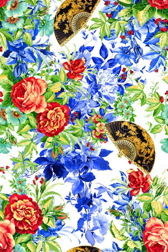 花卉组合印花华亿平台图片