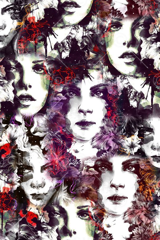 女人头像印花华亿平台图片