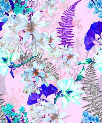 503040-欧美流行时尚手绘复古花卉印花