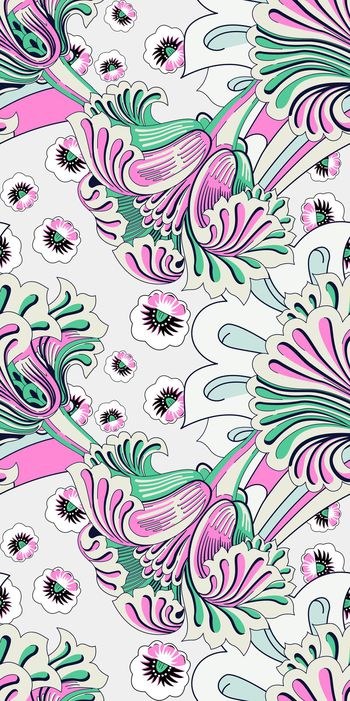 503250-潮流时尚传统莫里斯风格化装饰印花 