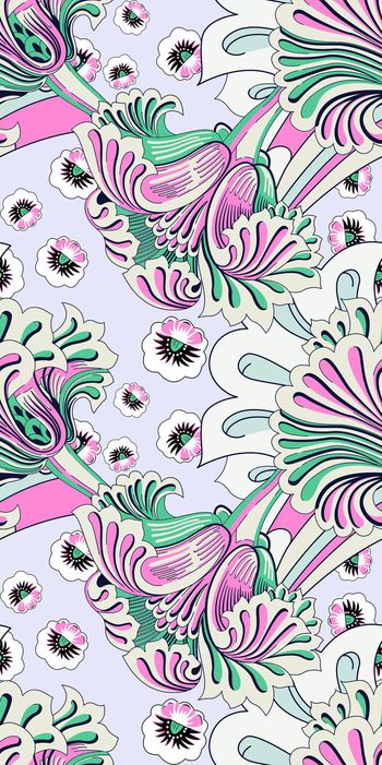 503251-潮流时尚传统莫里斯风格化装饰印花 