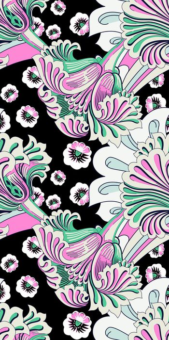 503252-潮流时尚传统莫里斯风格化装饰印花 