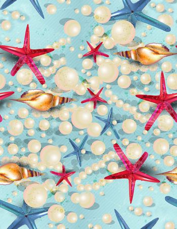 503354-抽象复古海星珍珠 水生动物