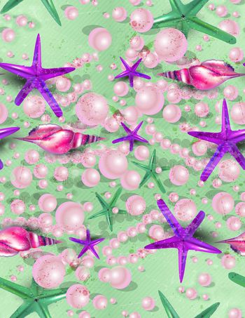 503355-抽象复古海星珍珠 水生动物