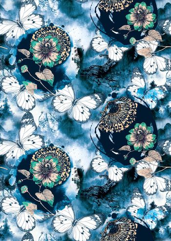 503425-中国风水墨山水蝴蝶印花