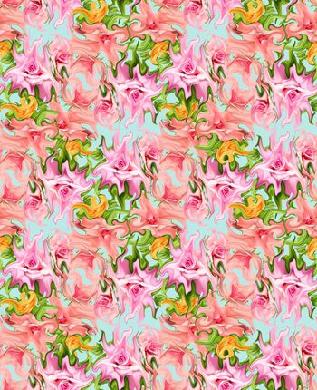 503630-	潮流时尚抽象花卉数码印花