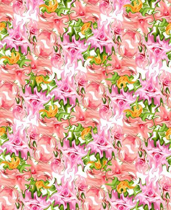 503631-	潮流时尚抽象花卉数码印花