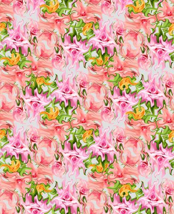 503632-	潮流时尚抽象花卉数码印花