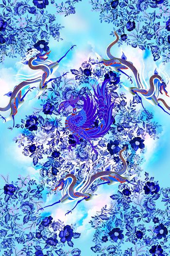 503703-中国风青花瓷龙凤图腾