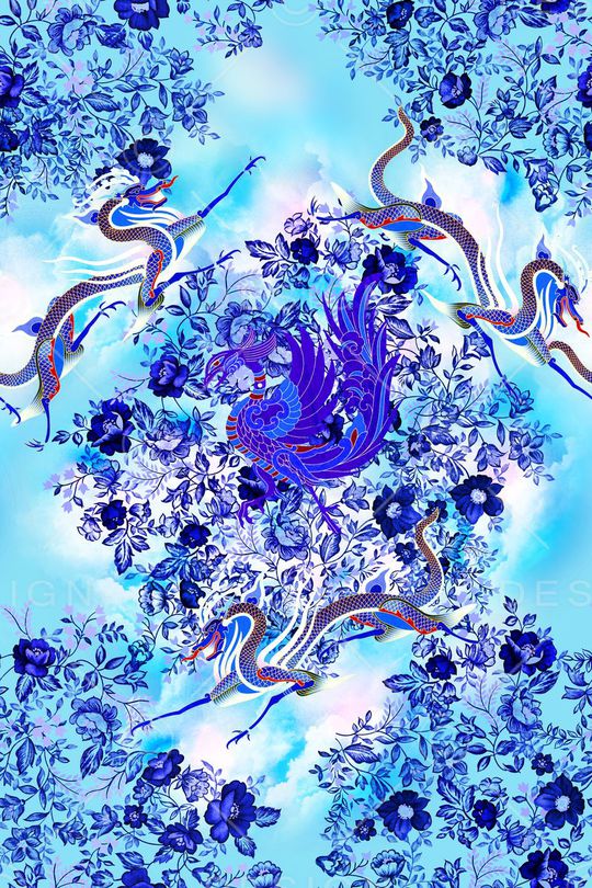 龙凤图腾印花华亿平台图片