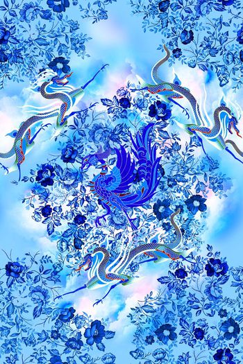503707-中国风青花瓷龙凤图腾