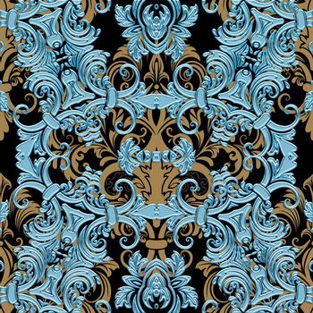 503722-欧式花纹墙纸装饰金属花边金色花纹组