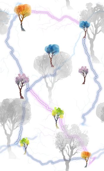 504197-超酷闪电手绘树