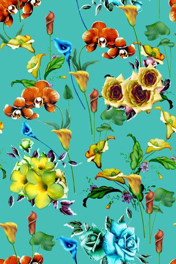 504234-时尚 休闲 花卉 组合 服装 面料