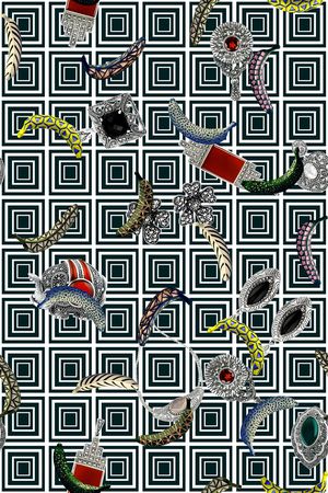 几何格子印花华亿平台图片