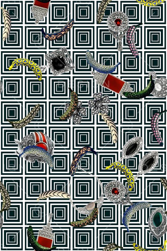 几何格子印花华亿平台图片