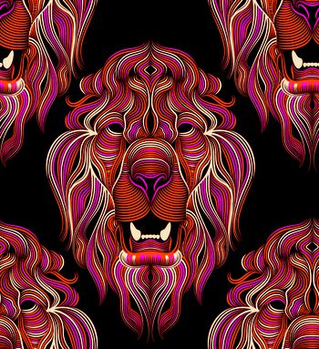 504249-狮子头 几何线条拼接 新月形圆弧