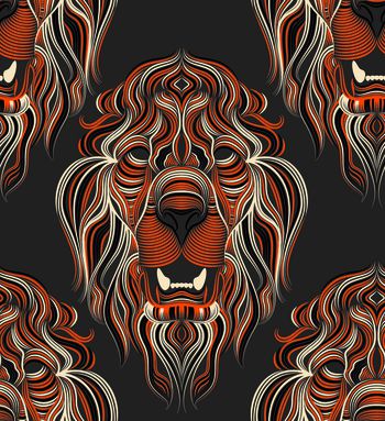 504250-狮子头 几何线条拼接 新月形圆弧