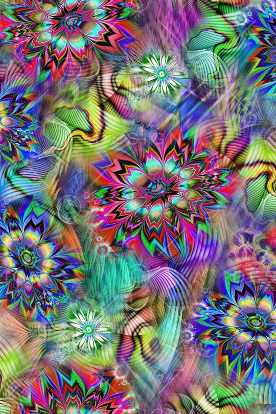 抽象花卉几何图形印花华亿平台图片