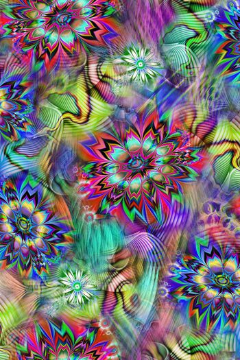 抽象花卉几何图形印花华亿平台图片