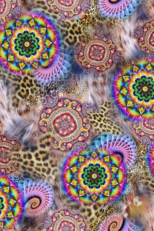 抽象花卉几何图形印花华亿平台图片