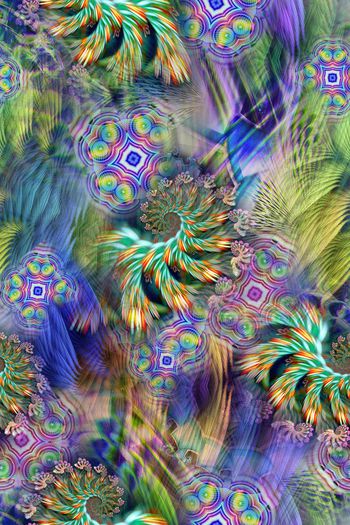 抽象花卉几何图形印花华亿平台图片