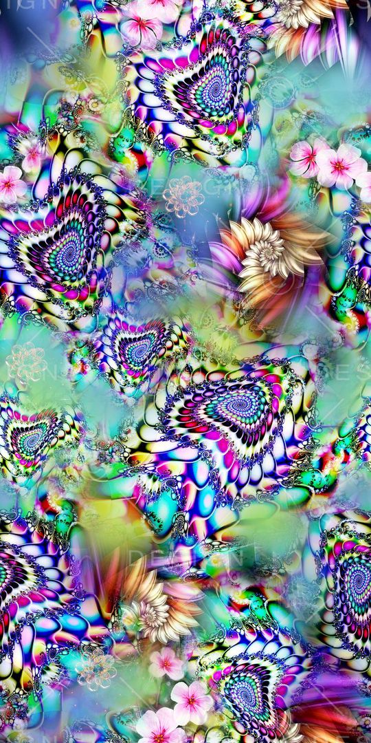 抽象花卉几何图形印花华亿平台图片