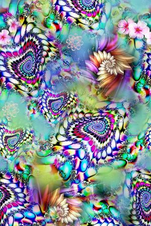 抽象花卉几何图形印花华亿平台图片