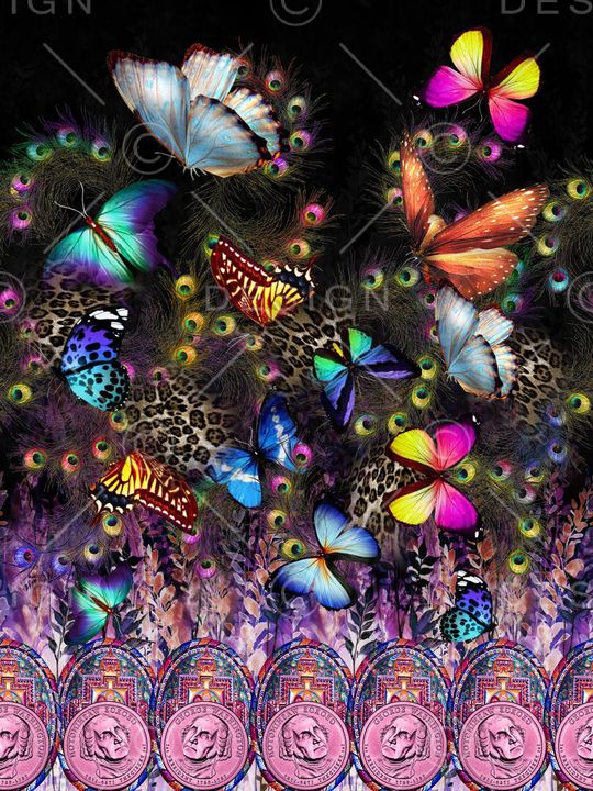 孔雀羽毛印花华亿平台图片