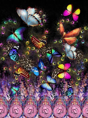 孔雀羽毛印花华亿平台图片