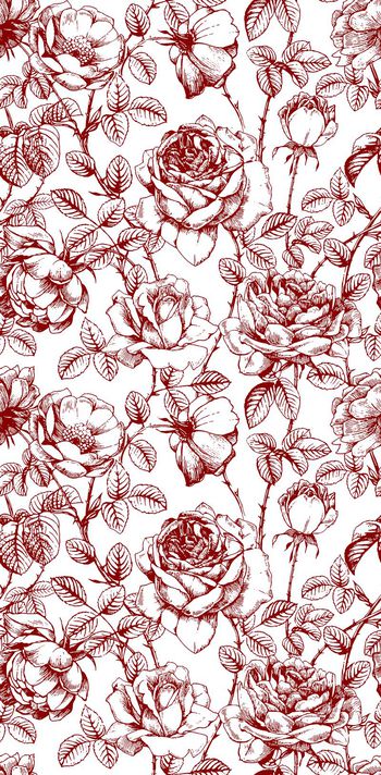 504471-线描花卉 女装印花 