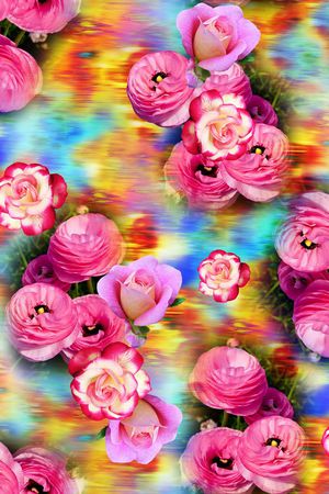 粉色花卉印花华亿平台图片