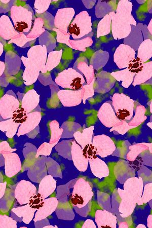 水彩手绘花叶印花华亿平台图片