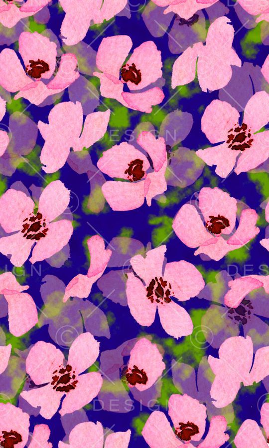 水彩手绘花叶印花华亿平台图片