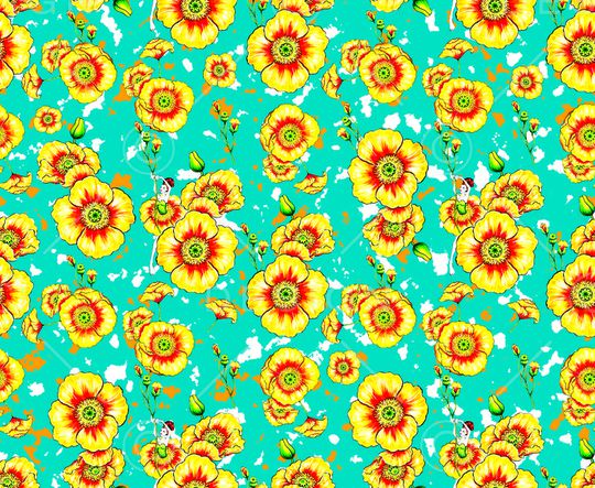 妖艳花朵印花华亿平台图片