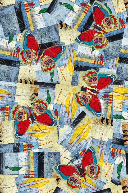 蝴蝶印花华亿平台图片