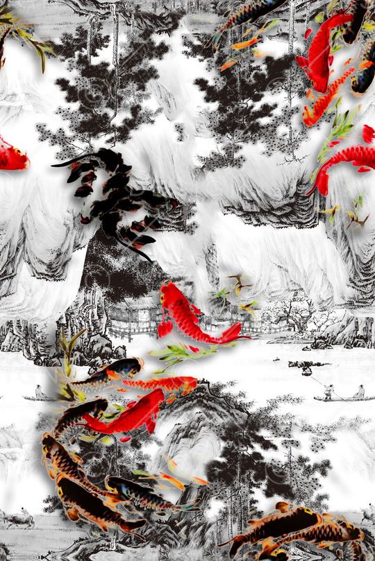 工笔印花华亿平台图片