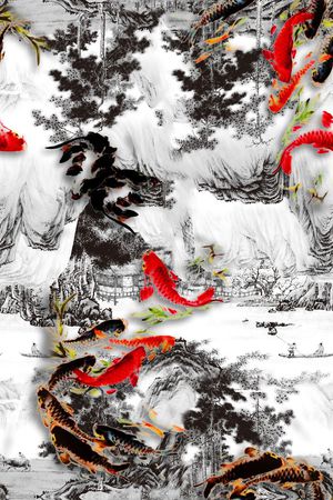 工笔印花华亿平台图片